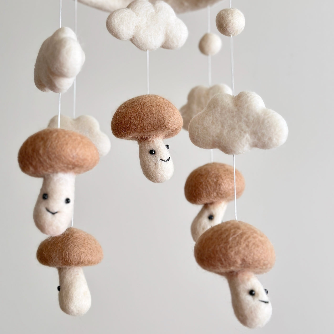Felt Baby Mobile - Smiley Mushroom - Chickadees Wooden Toys