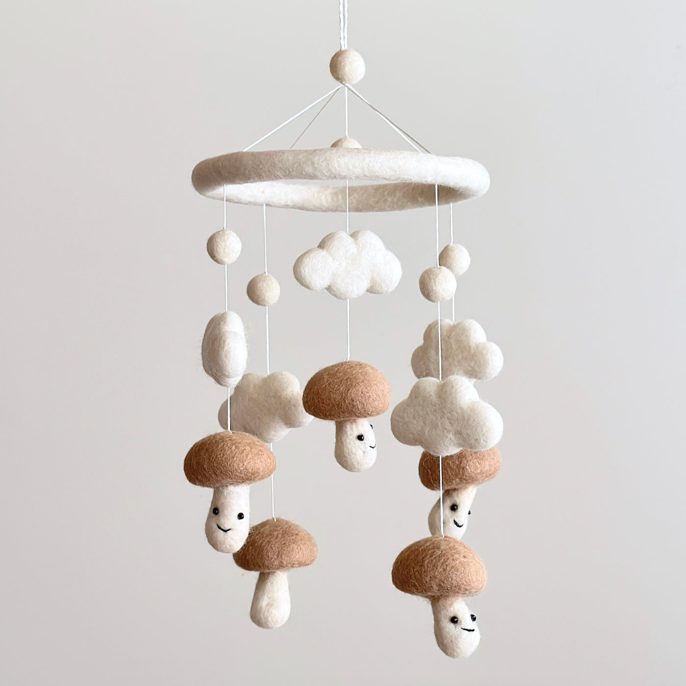 Felt Baby Mobile - Smiley Mushroom - Chickadees Wooden Toys