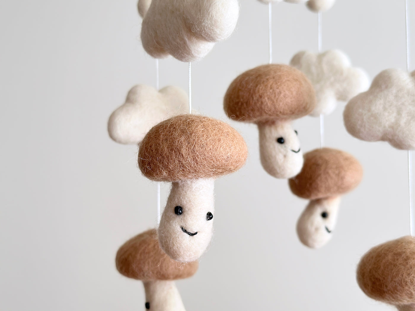 Felt Baby Mobile - Smiley Mushroom - Chickadees Wooden Toys