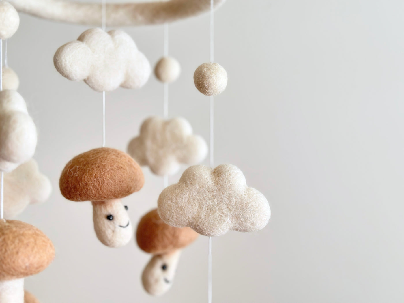 Felt Baby Mobile - Smiley Mushroom - Chickadees Wooden Toys