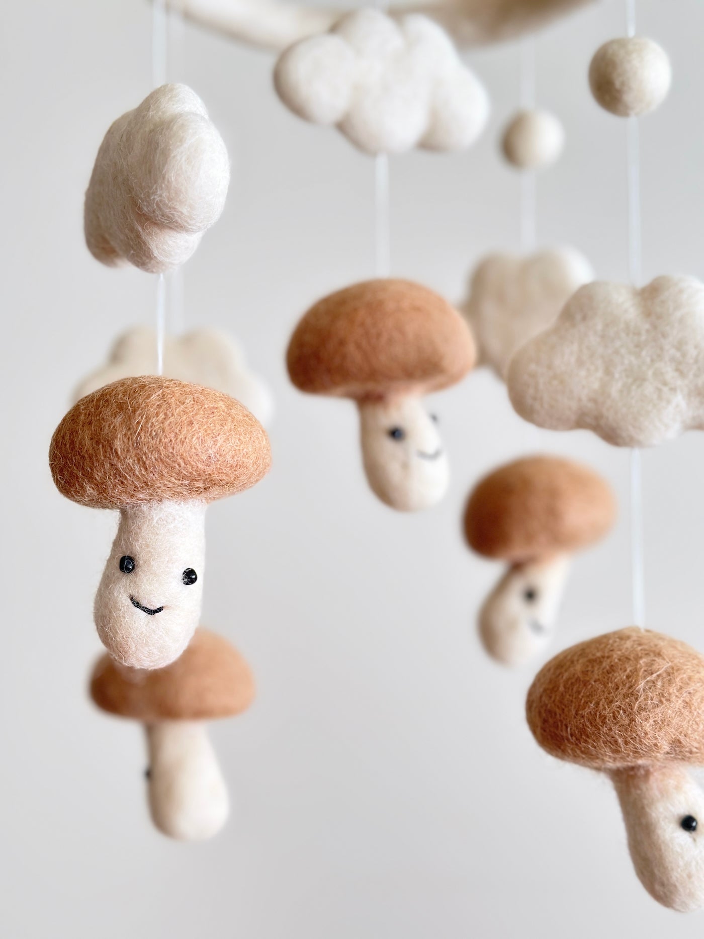 Felt Baby Mobile - Smiley Mushroom - Chickadees Wooden Toys