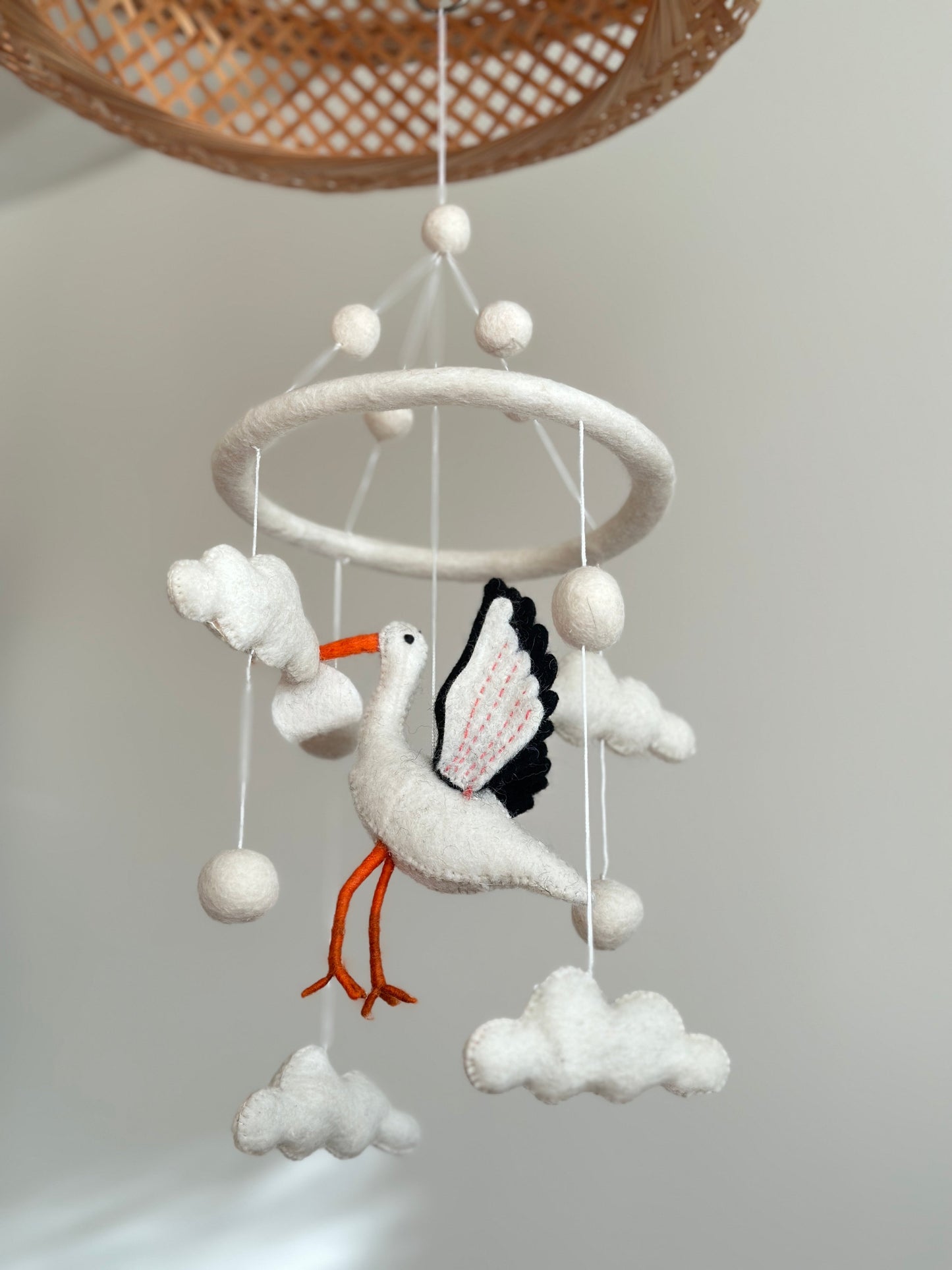 Felt Baby Mobile - Stork - Chickadees Wooden Toys