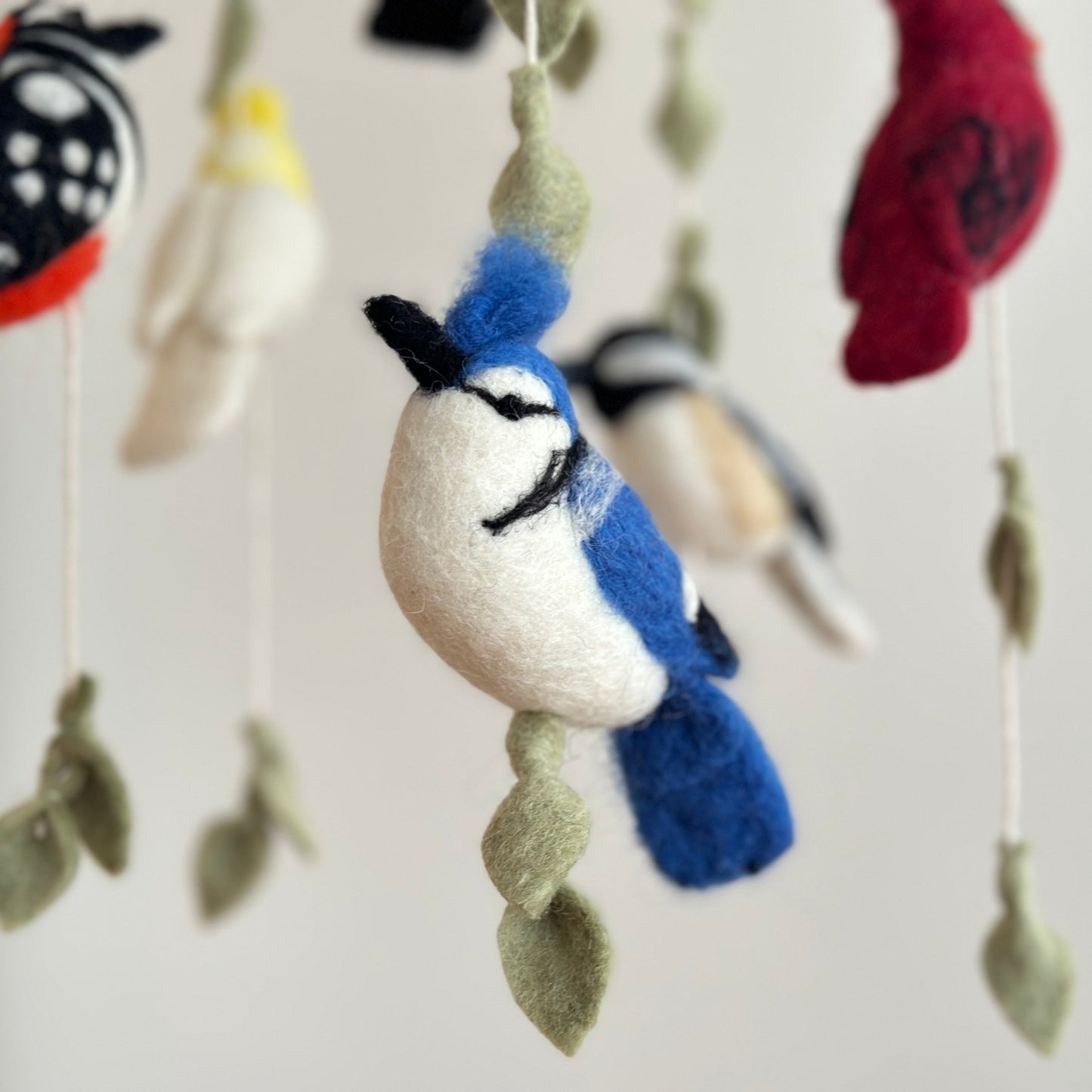 Felt Bird Baby Mobile - Wings of America - Chickadees Wooden Toys