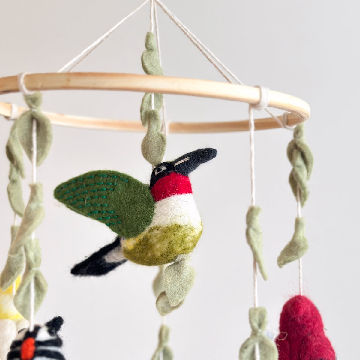 Felt Bird Baby Mobile - Wings of America - Chickadees Wooden Toys