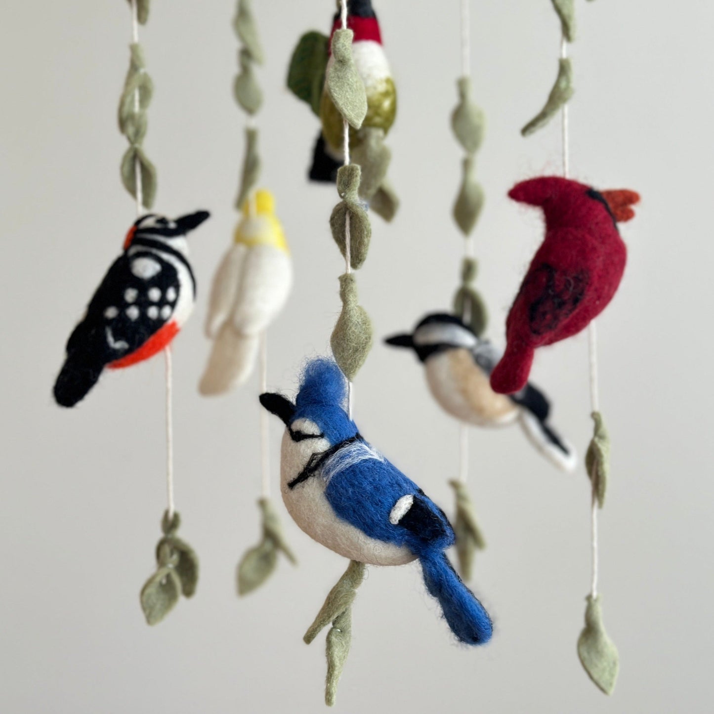 Felt Bird Baby Mobile - Wings of America - Chickadees Wooden Toys