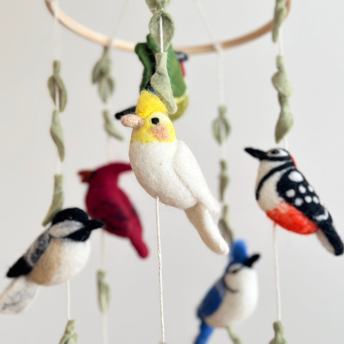 Felt Bird Baby Mobile - Wings of America - Chickadees Wooden Toys