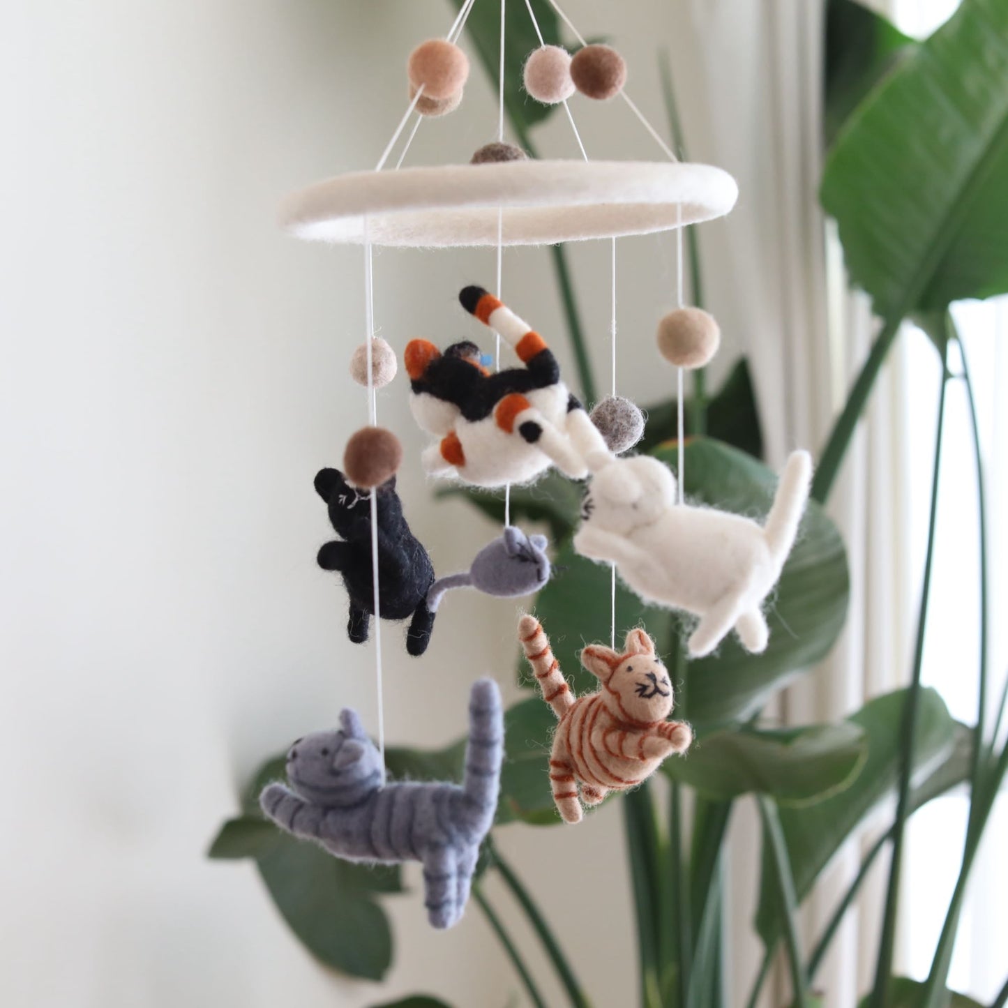 Felt Cat Baby Mobile - Chickadees Wooden Toys