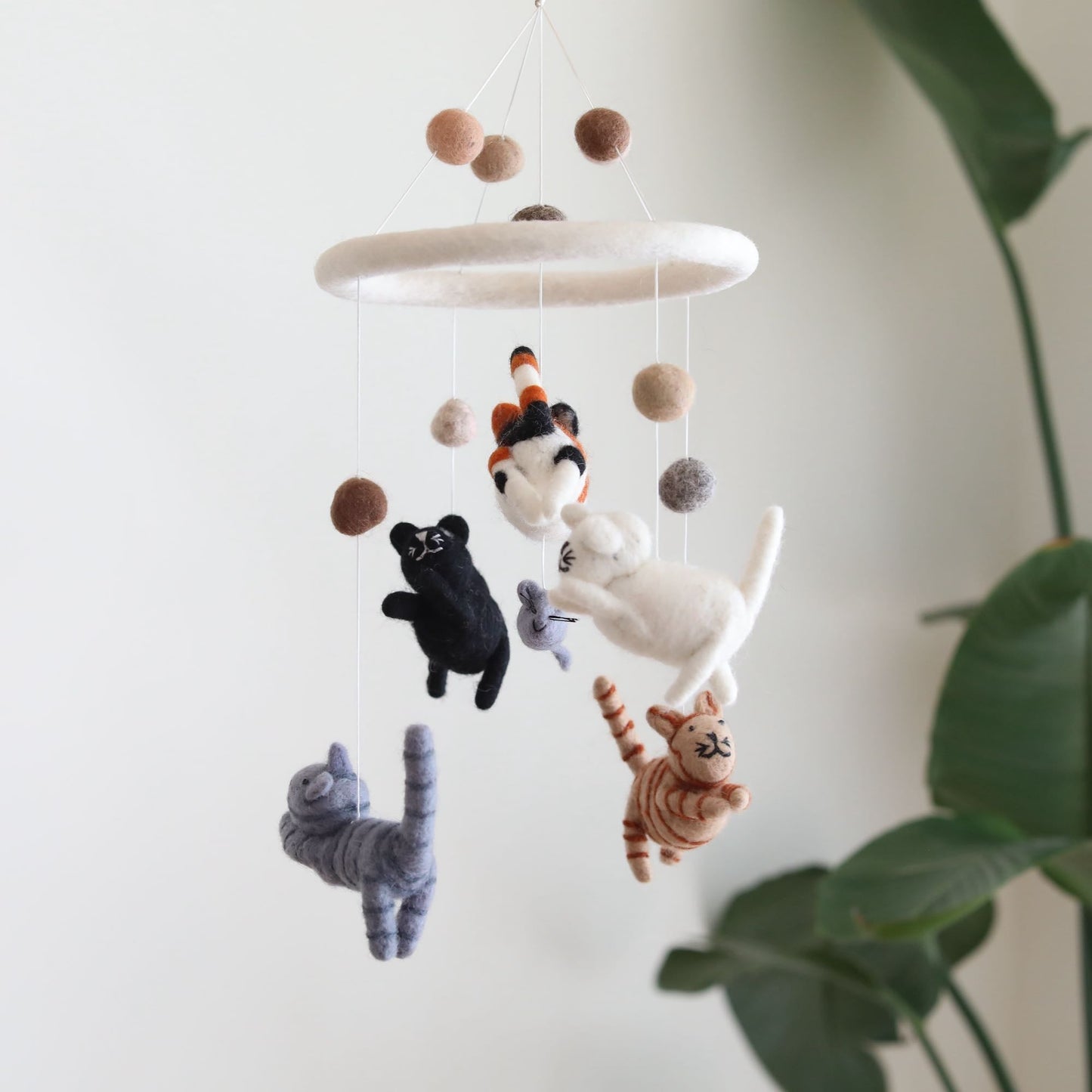 Felt Cat Baby Mobile - Chickadees Wooden Toys
