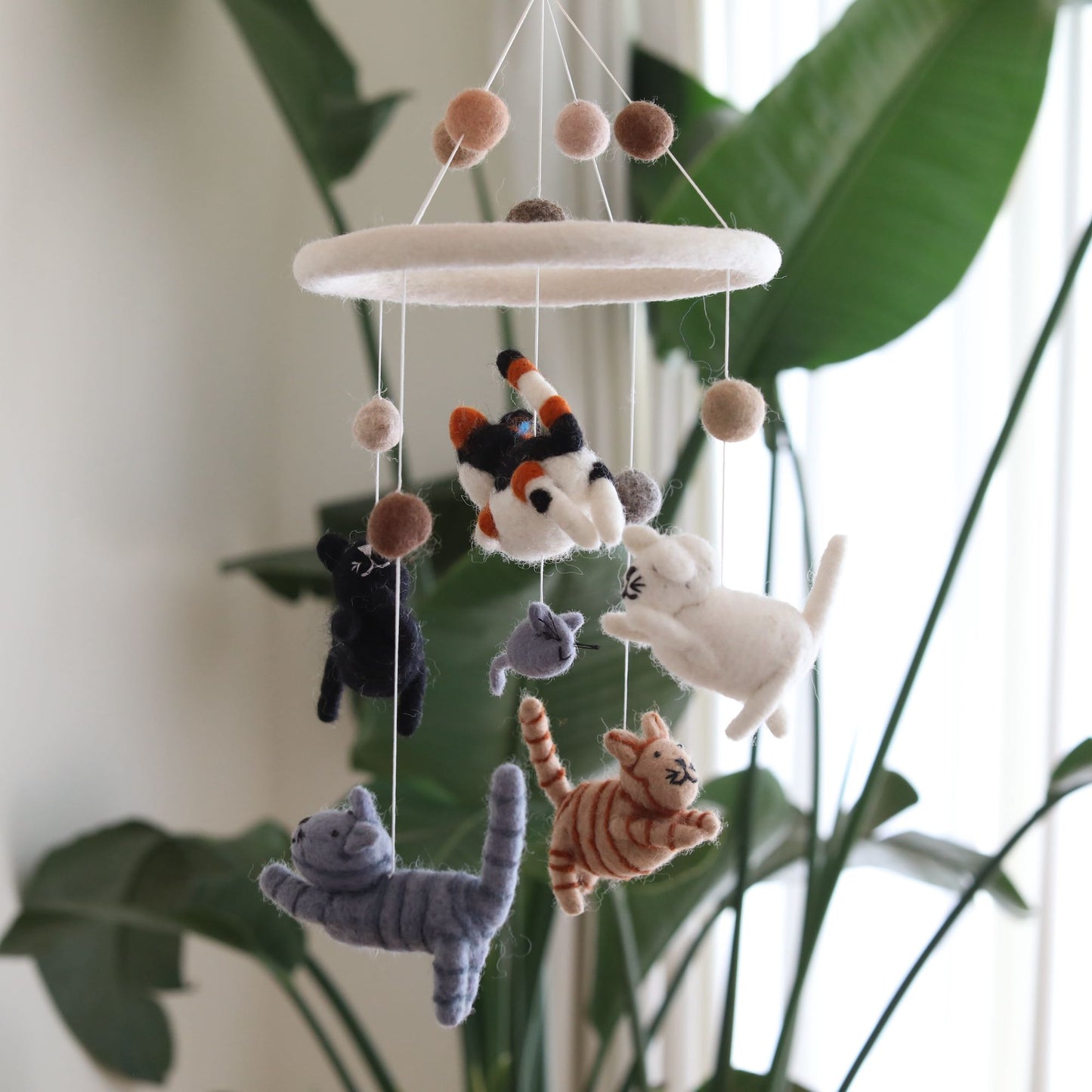 Felt Cat Baby Mobile - Chickadees Wooden Toys