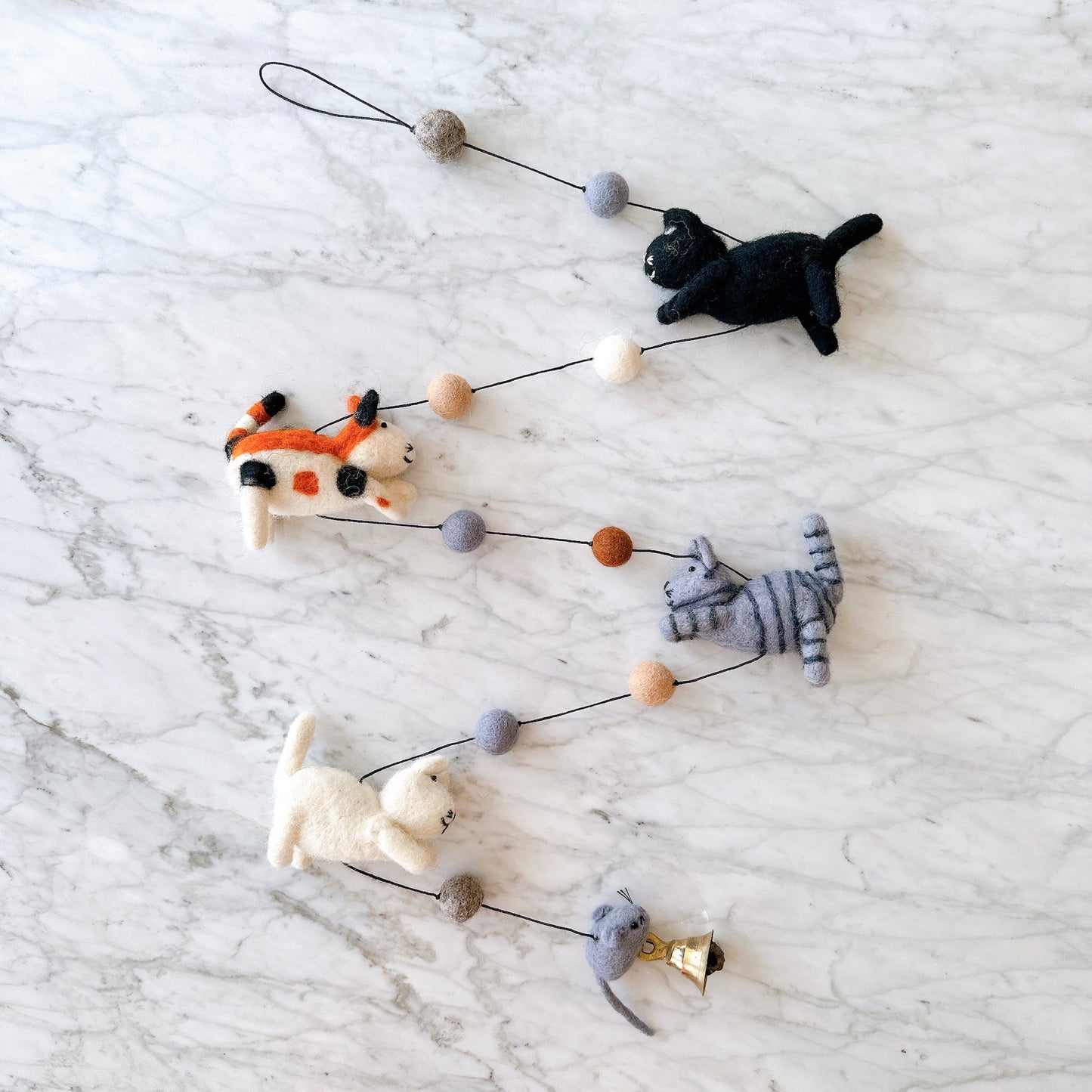 Felt Cat Garland - Chickadees Wooden Toys