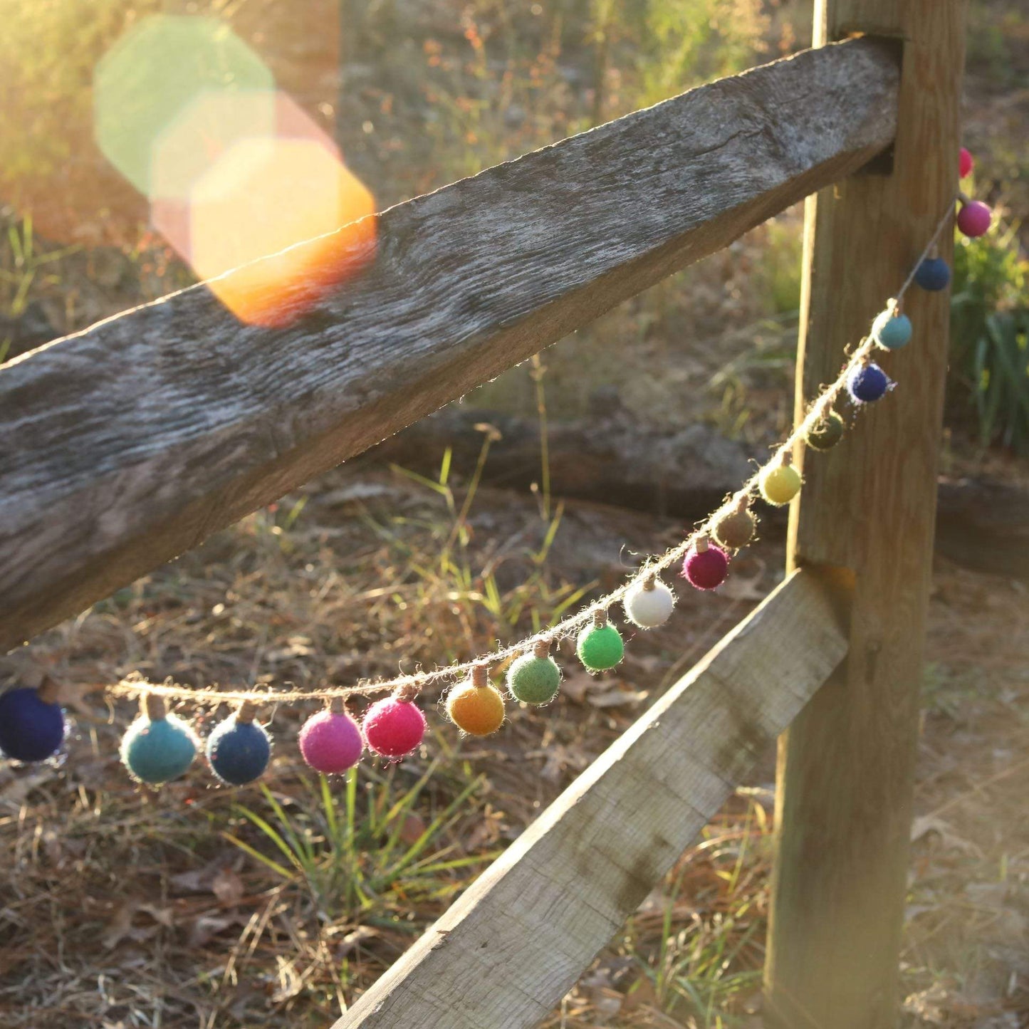 Felt Color Ball Lightbulb Garland - Chickadees Wooden Toys