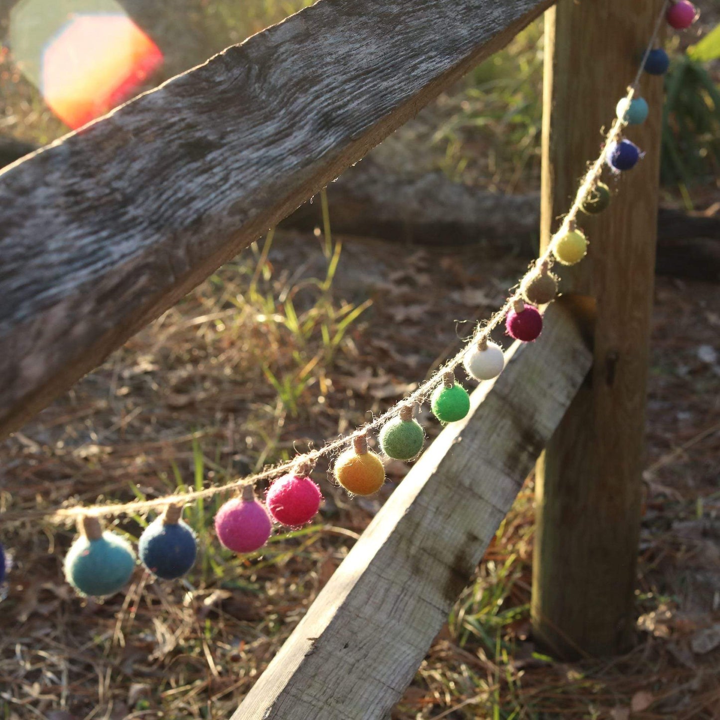 Felt Color Ball Lightbulb Garland - Chickadees Wooden Toys