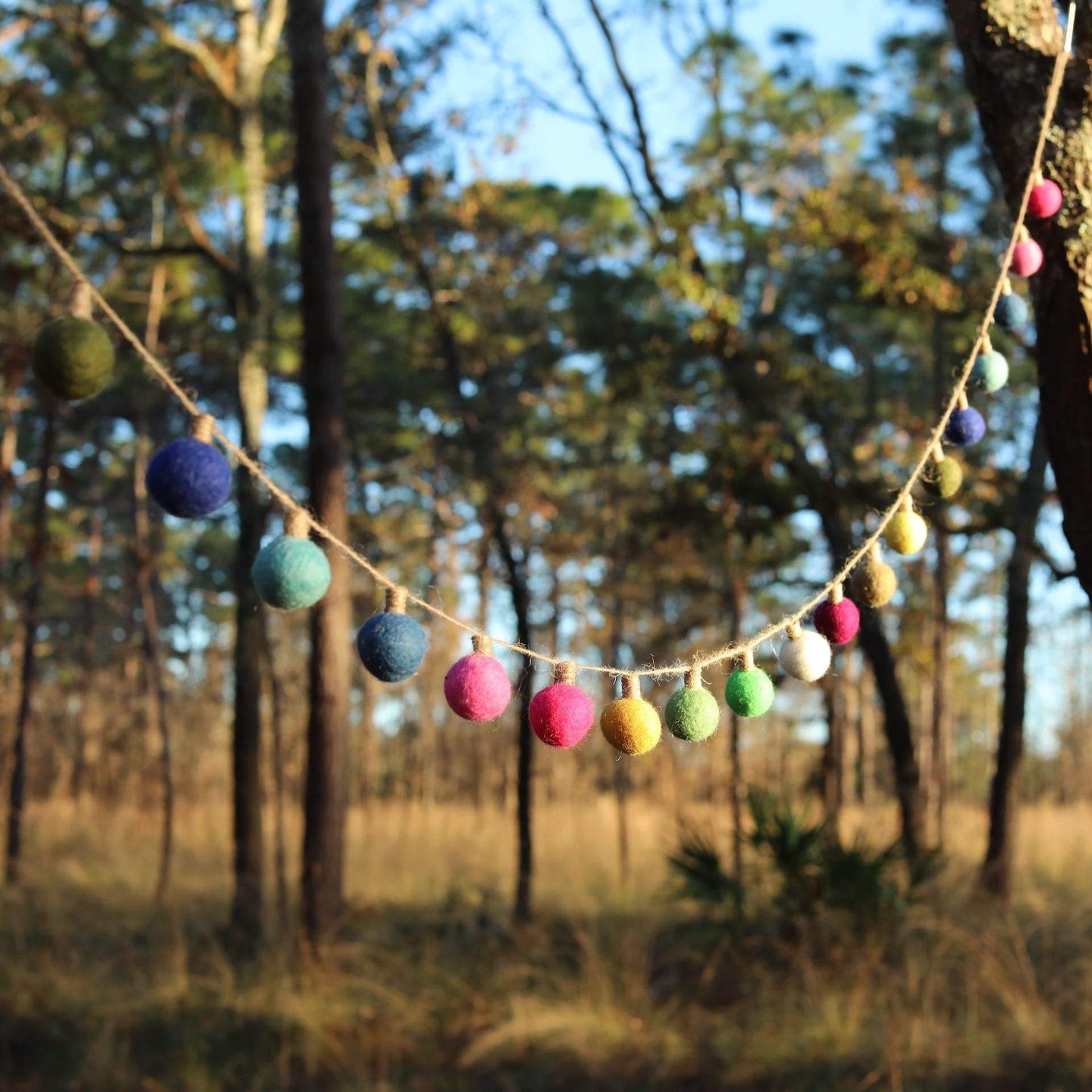 Felt Color Ball Lightbulb Garland - Chickadees Wooden Toys