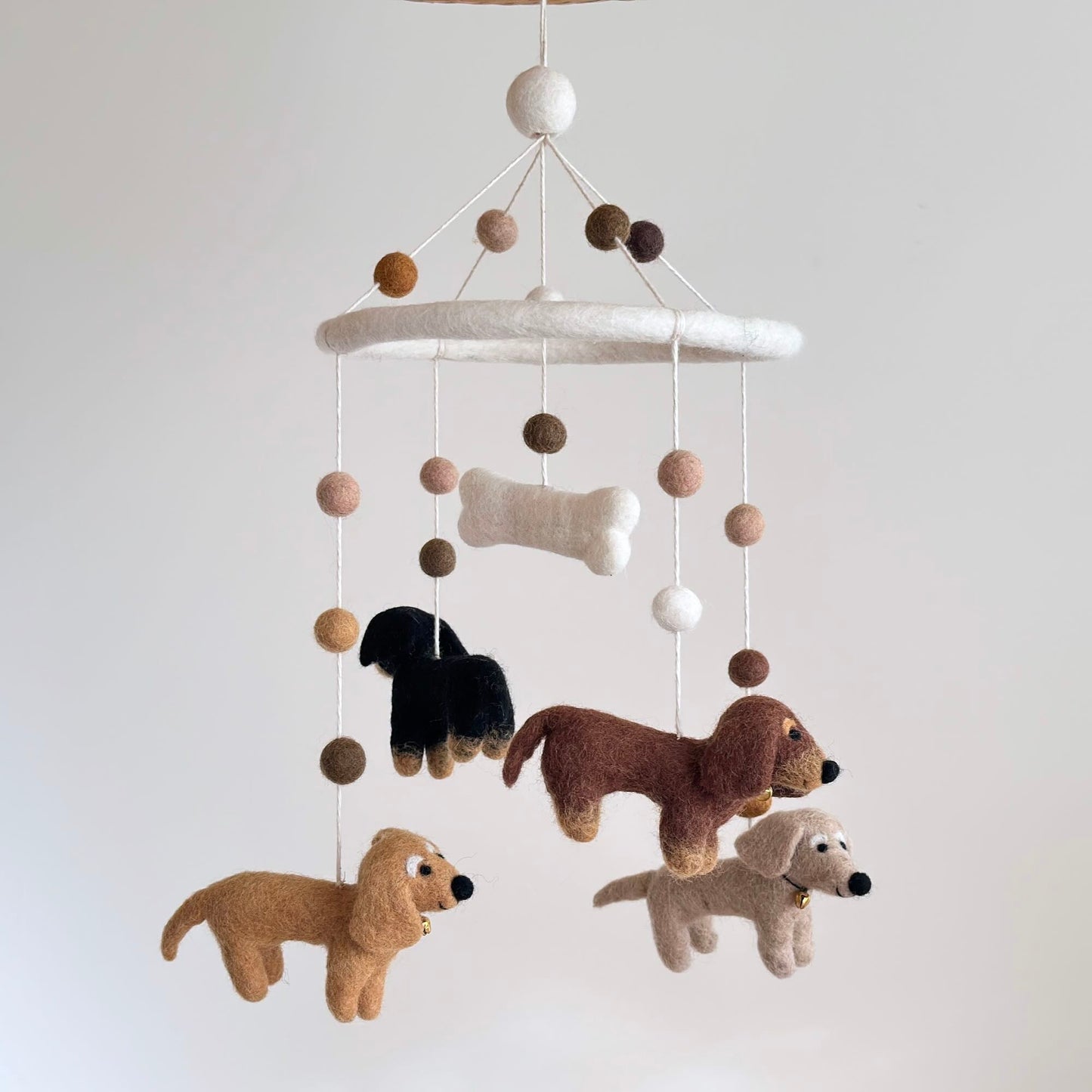 Felt Dachshund Dog Baby Mobile - Chickadees Wooden Toys