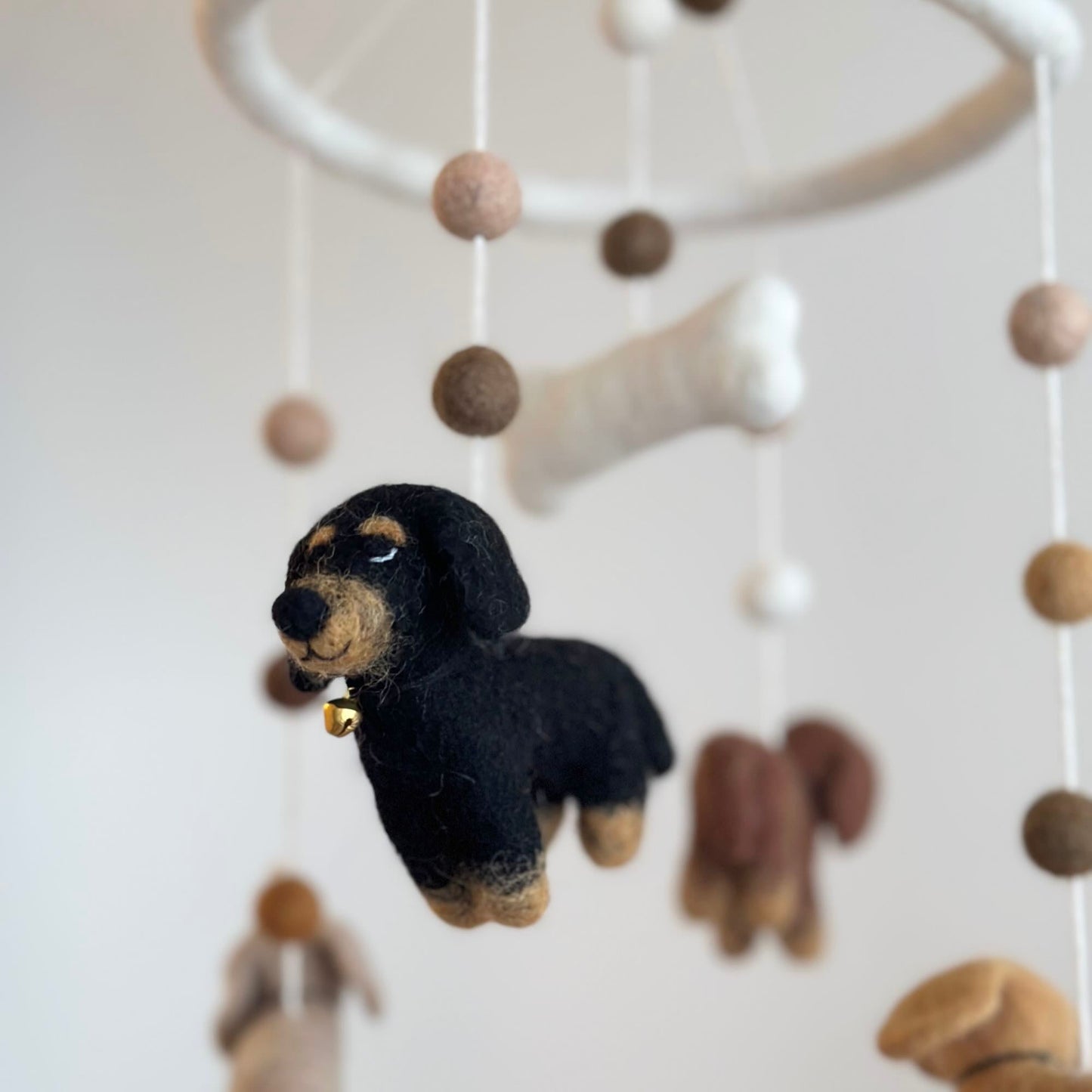 Felt Dachshund Dog Baby Mobile - Chickadees Wooden Toys