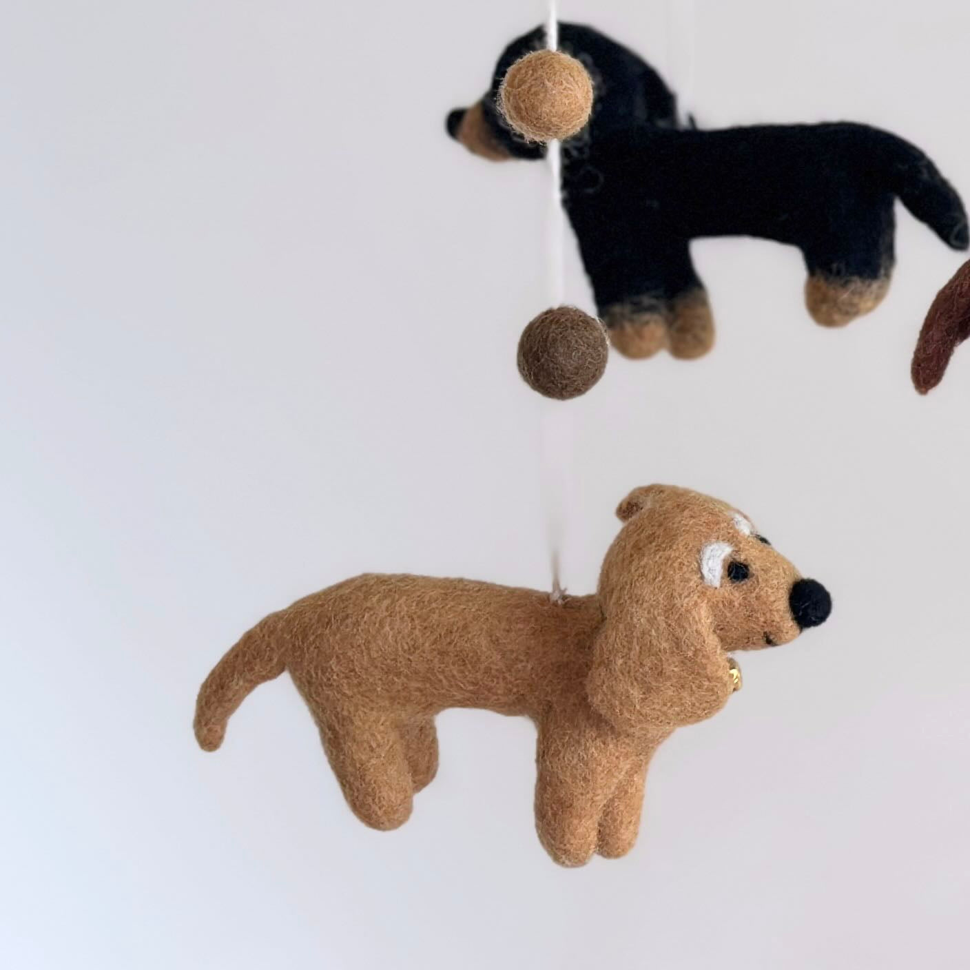 Felt Dachshund Dog Baby Mobile - Chickadees Wooden Toys