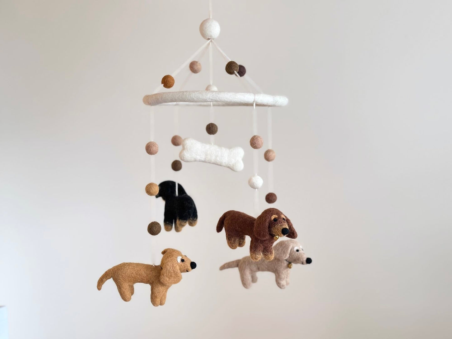 Felt Dachshund Dog Baby Mobile - Chickadees Wooden Toys