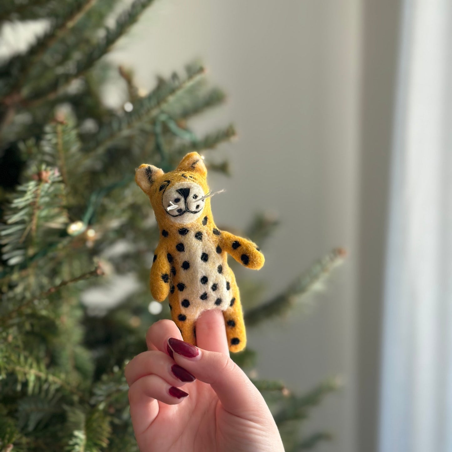 Felt Finger Puppet - Cheetah / Leopard - Chickadees Wooden Toys