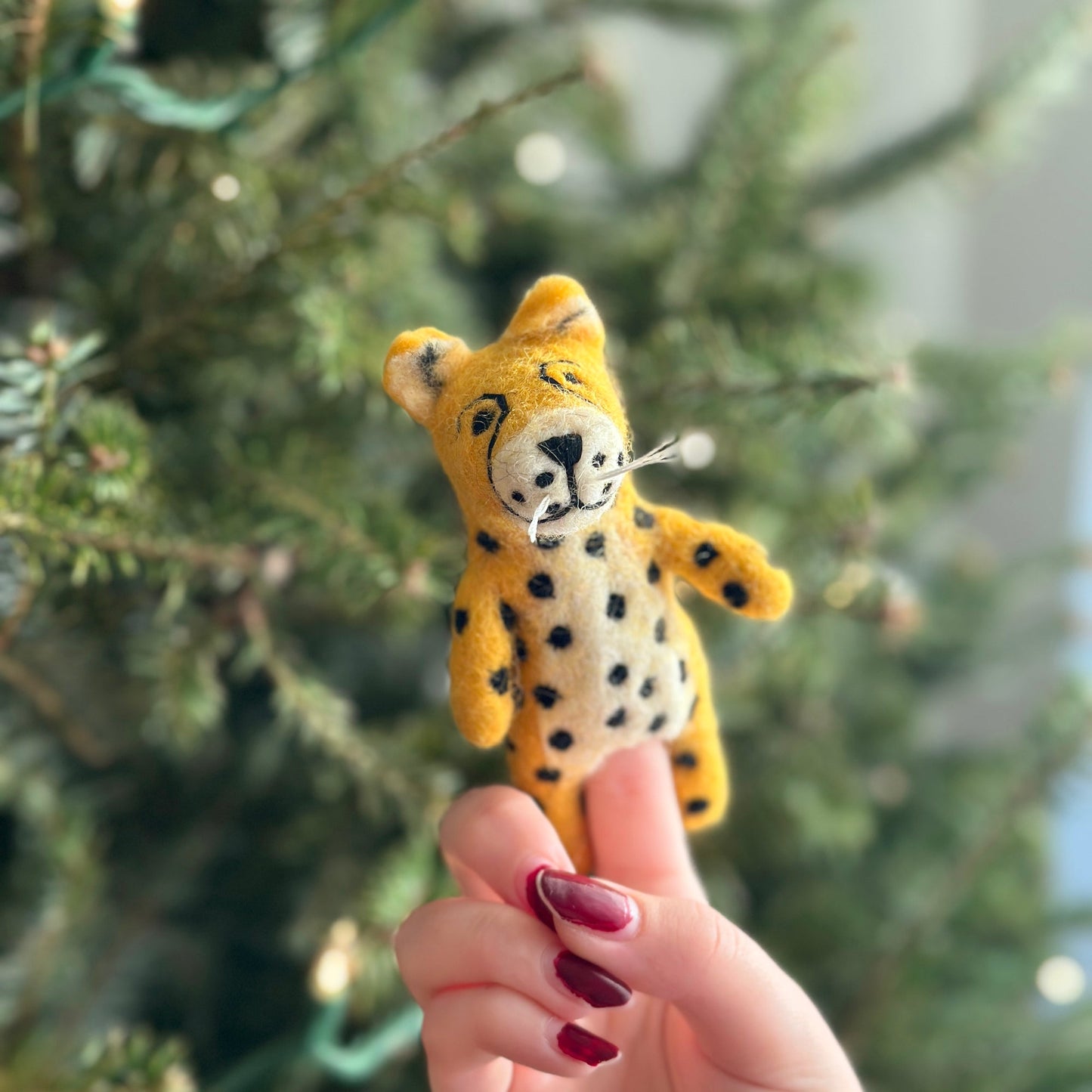 Felt Finger Puppet - Cheetah / Leopard - Chickadees Wooden Toys