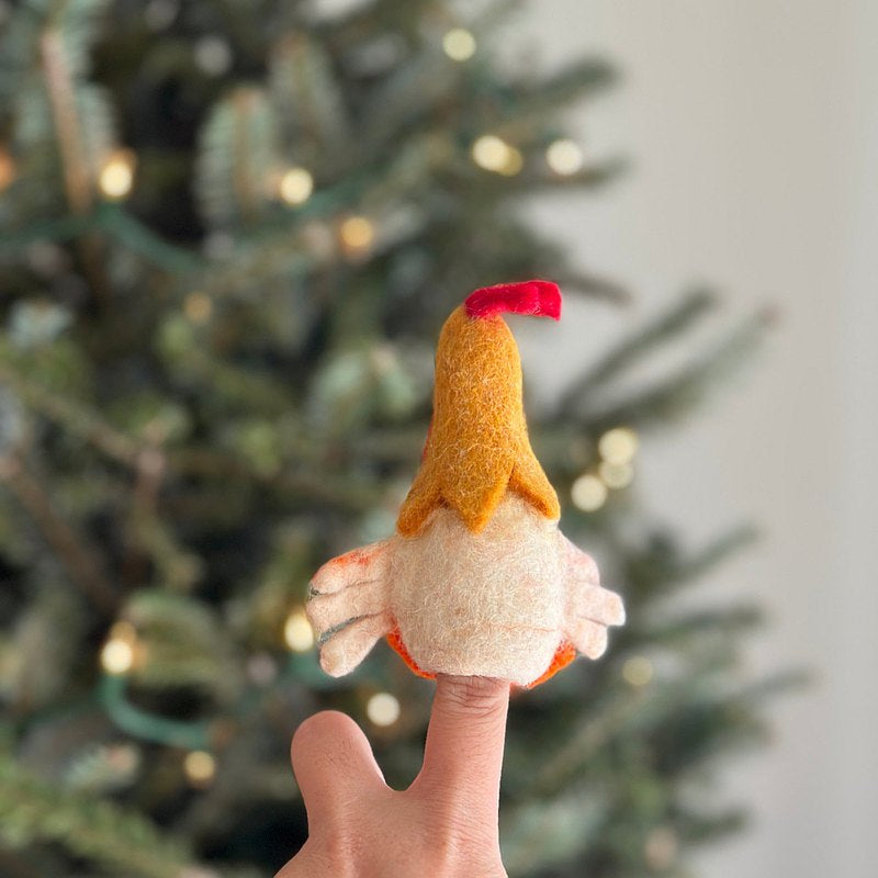 Felt Finger Puppet - Hen - Chickadees Wooden Toys