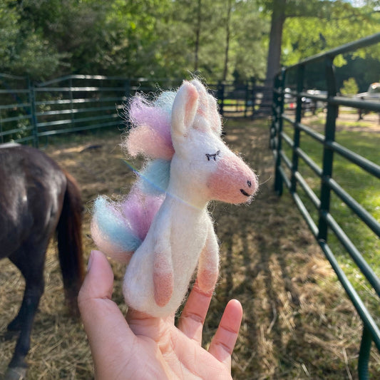 Felt Finger Puppet - Pastel Unicorn - Chickadees Wooden Toys