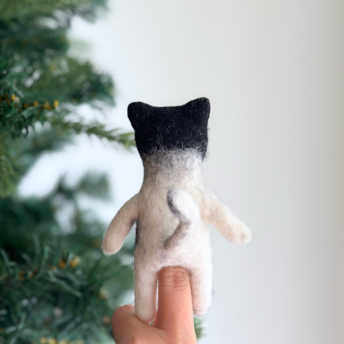 Felt Finger Puppet - Tuxedo Cat No.2 - Chickadees Wooden Toys