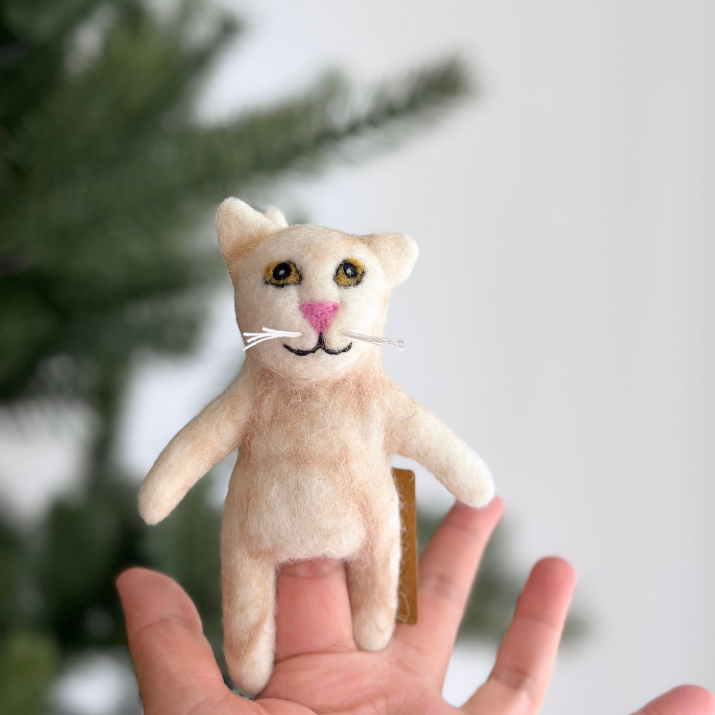 Felt Finger Puppet - White Siamese Cat - Chickadees Wooden Toys