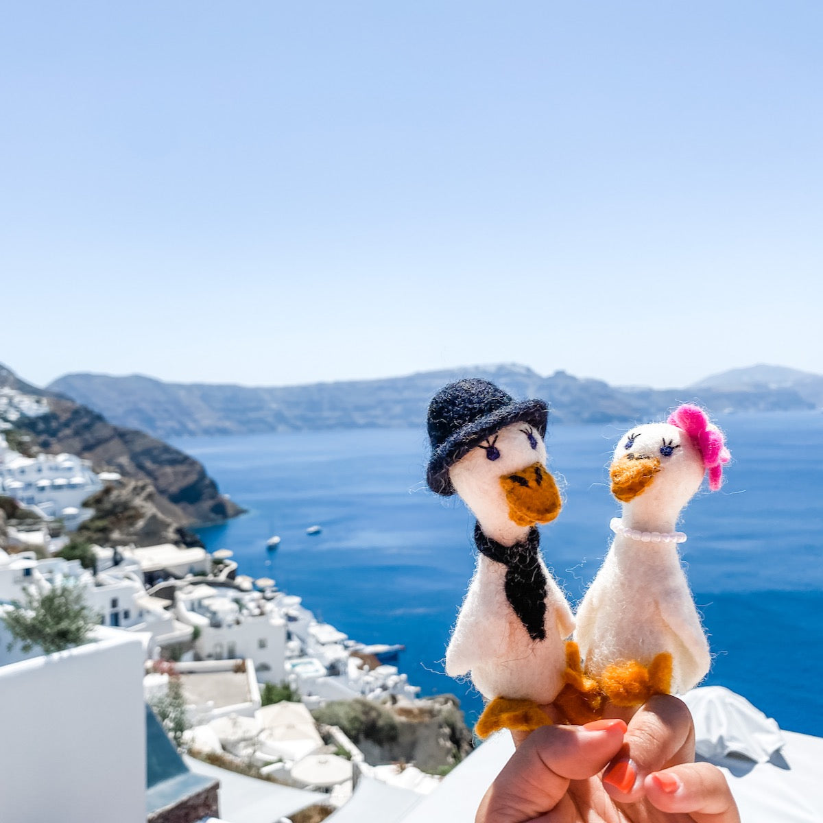 Felt Finger Puppets - Duck Couple on Honeymoon - Chickadees Wooden Toys