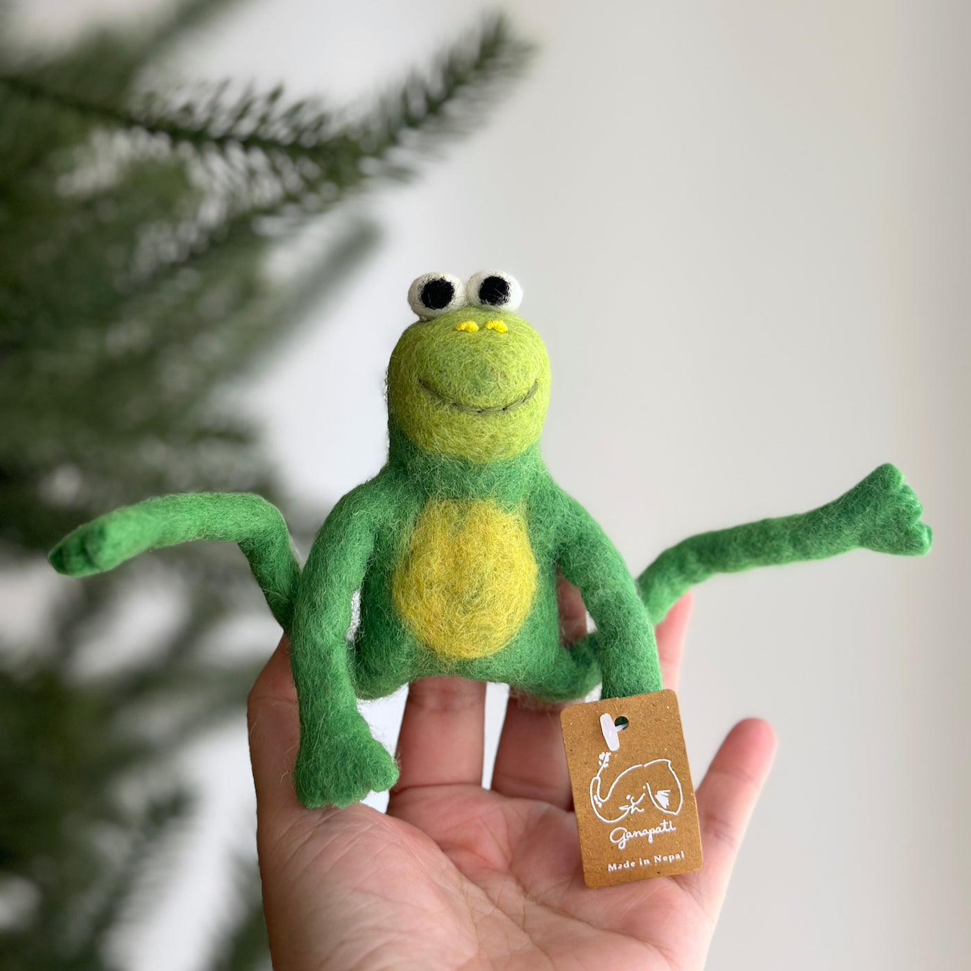 Felt Smiling Frog Finger Puppet - Chickadees Wooden Toys