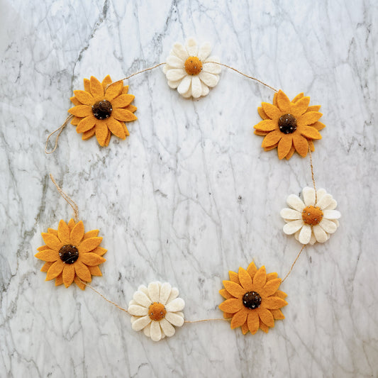 Felt Garland - Daisy & Sunflower - Chickadees Wooden Toys