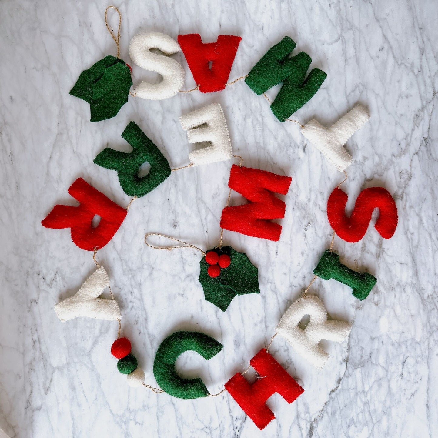Felt Garland - Merry Christmas - Chickadees Wooden Toys