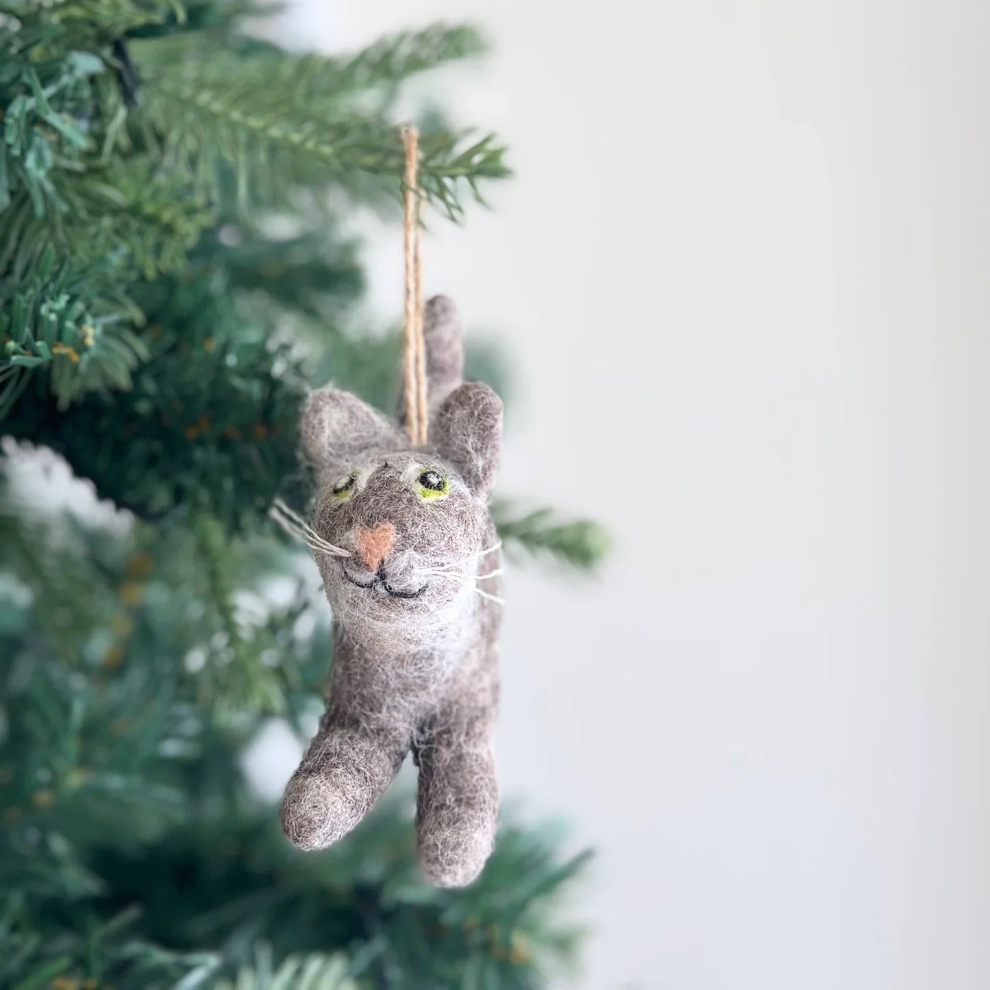 Felt Gray Cat Ornament - American Short Hair Cat - Chickadees Wooden Toys