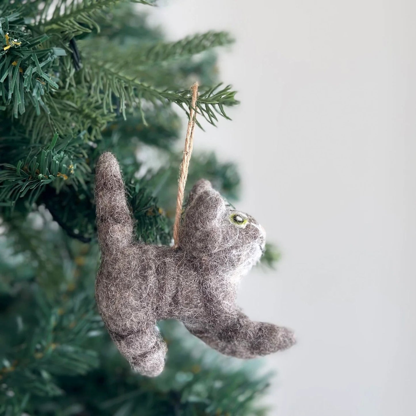 Felt Gray Cat Ornament - American Short Hair Cat - Chickadees Wooden Toys