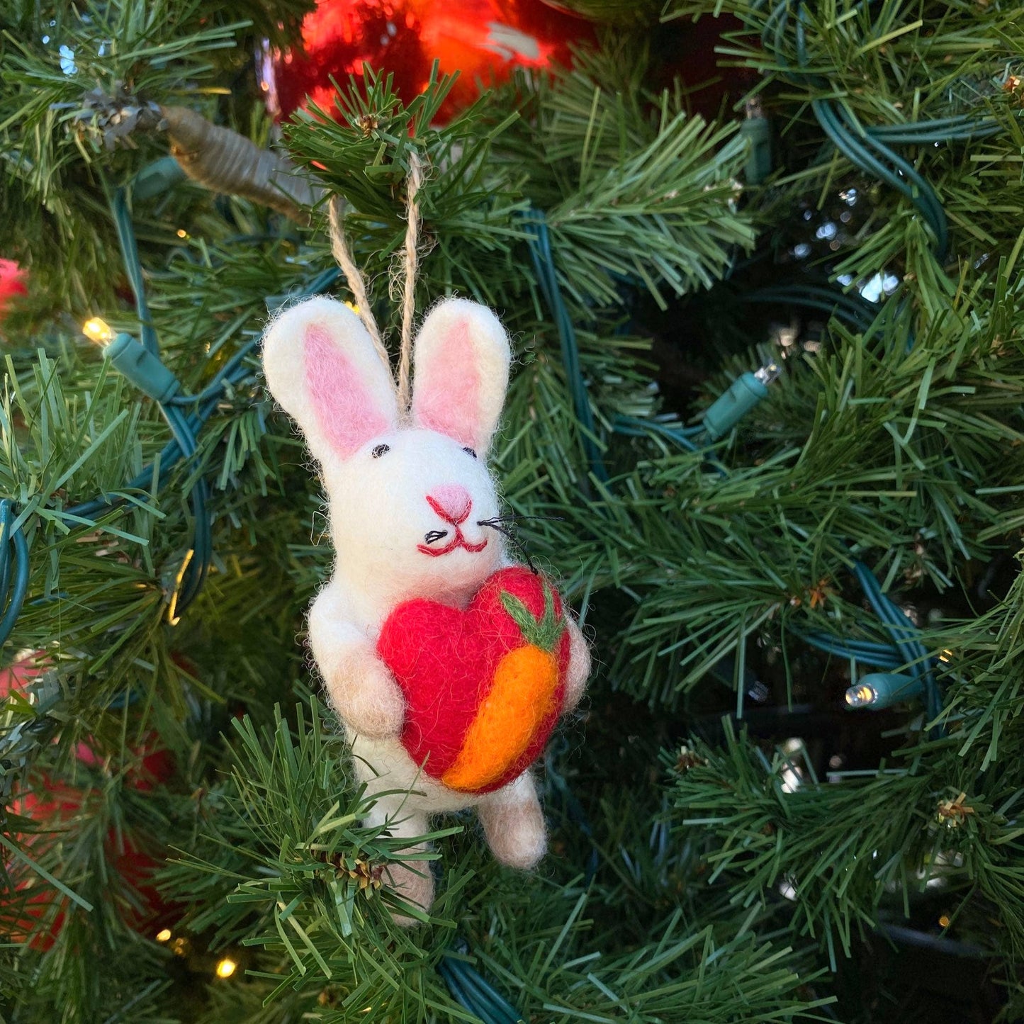 Felt Ornament - Bunny Holding A Heart - Chickadees Wooden Toys