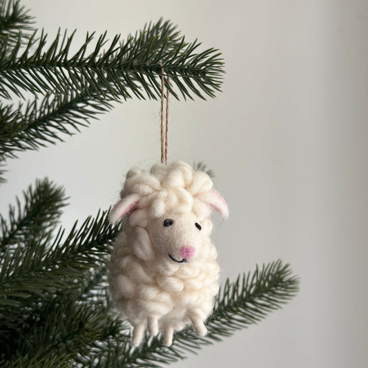 Felt Ornament - Fluffy Sheep - Chickadees Wooden Toys