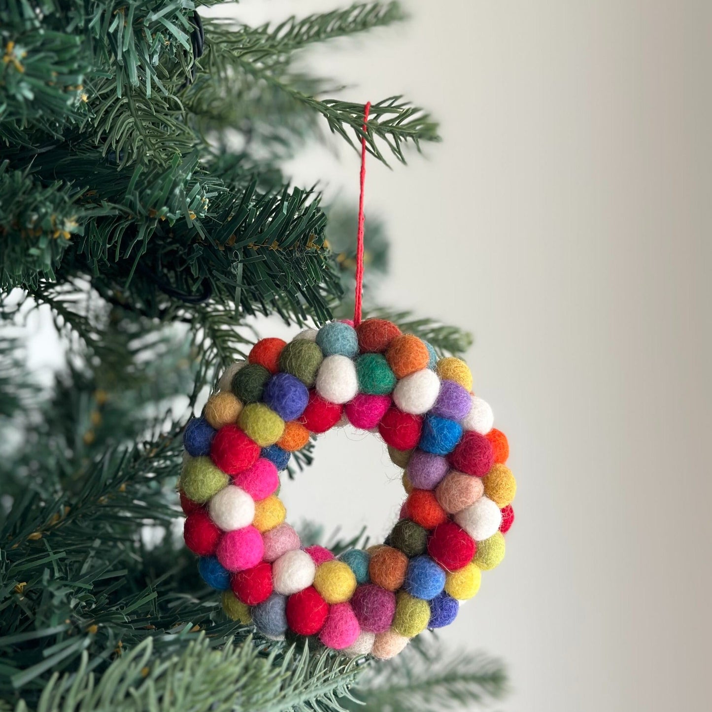 Felt Ornament - Mini Pompom Pompom Wreath - Chickadees Wooden Toys