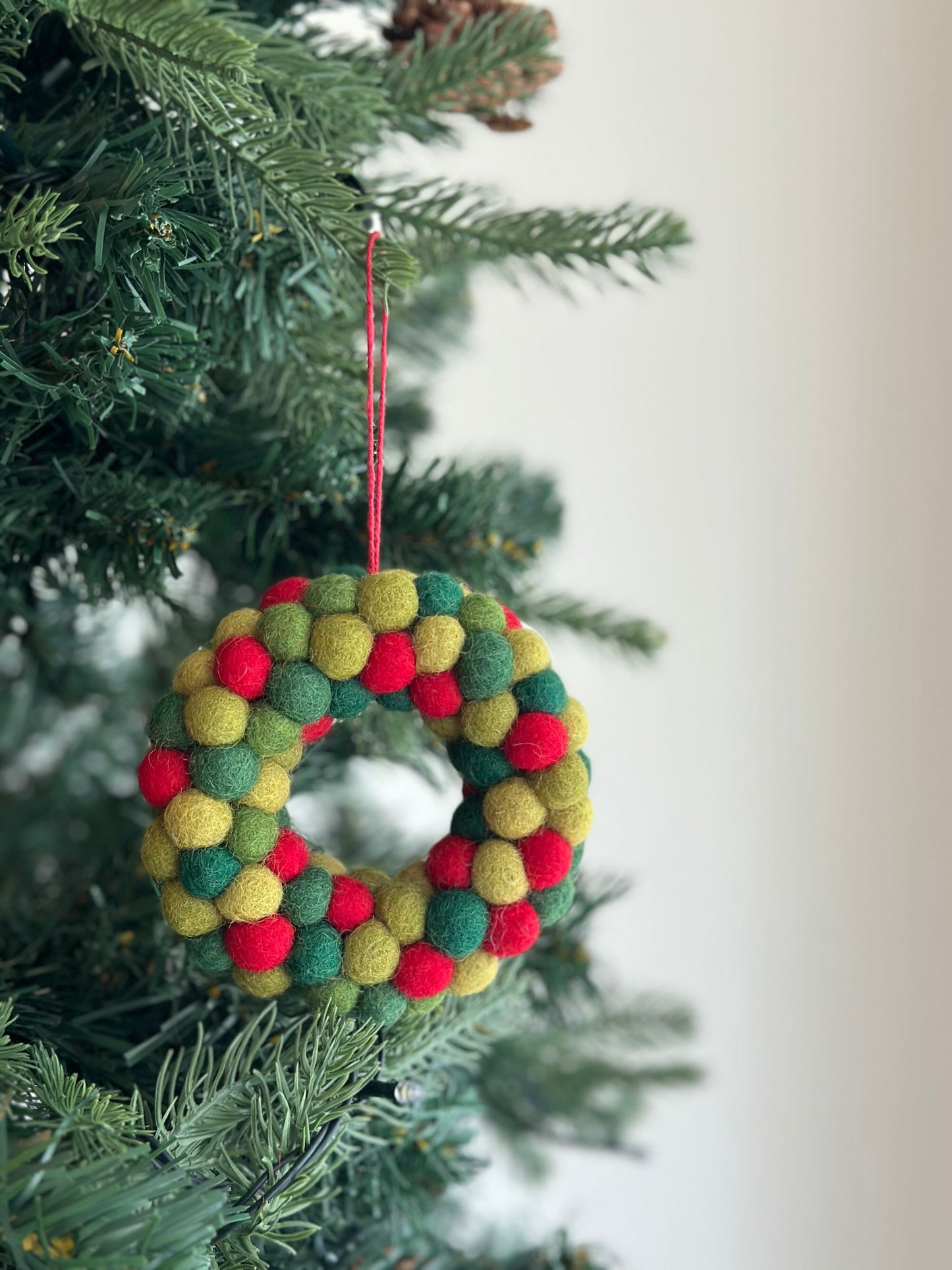 Felt Ornament - Mini Pompom Pompom Wreath - Chickadees Wooden Toys