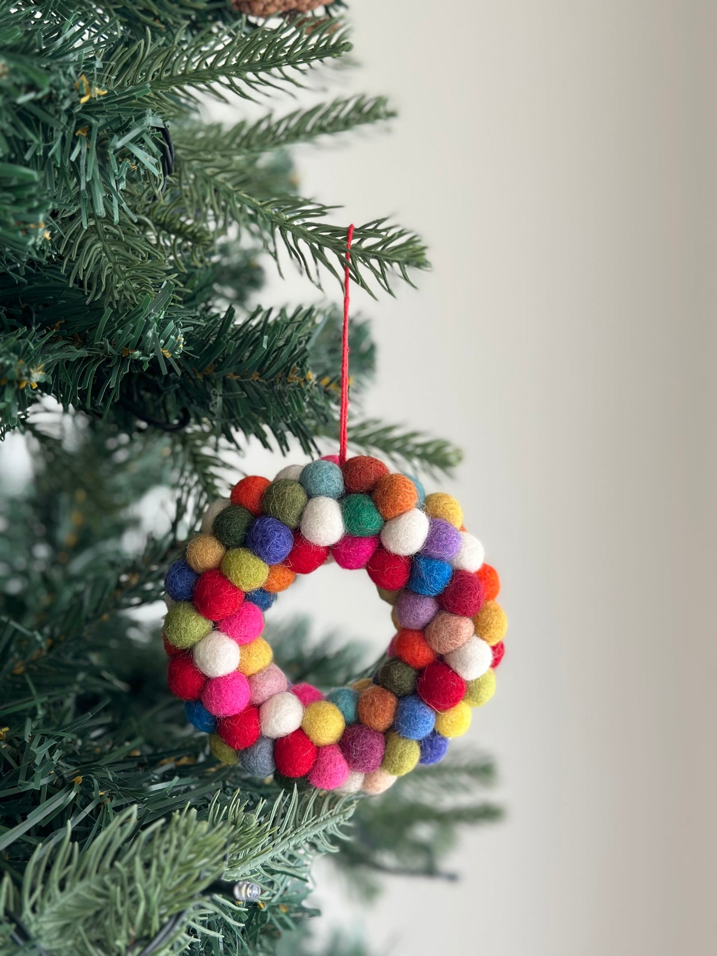 Felt Ornament - Mini Pompom Pompom Wreath - Chickadees Wooden Toys