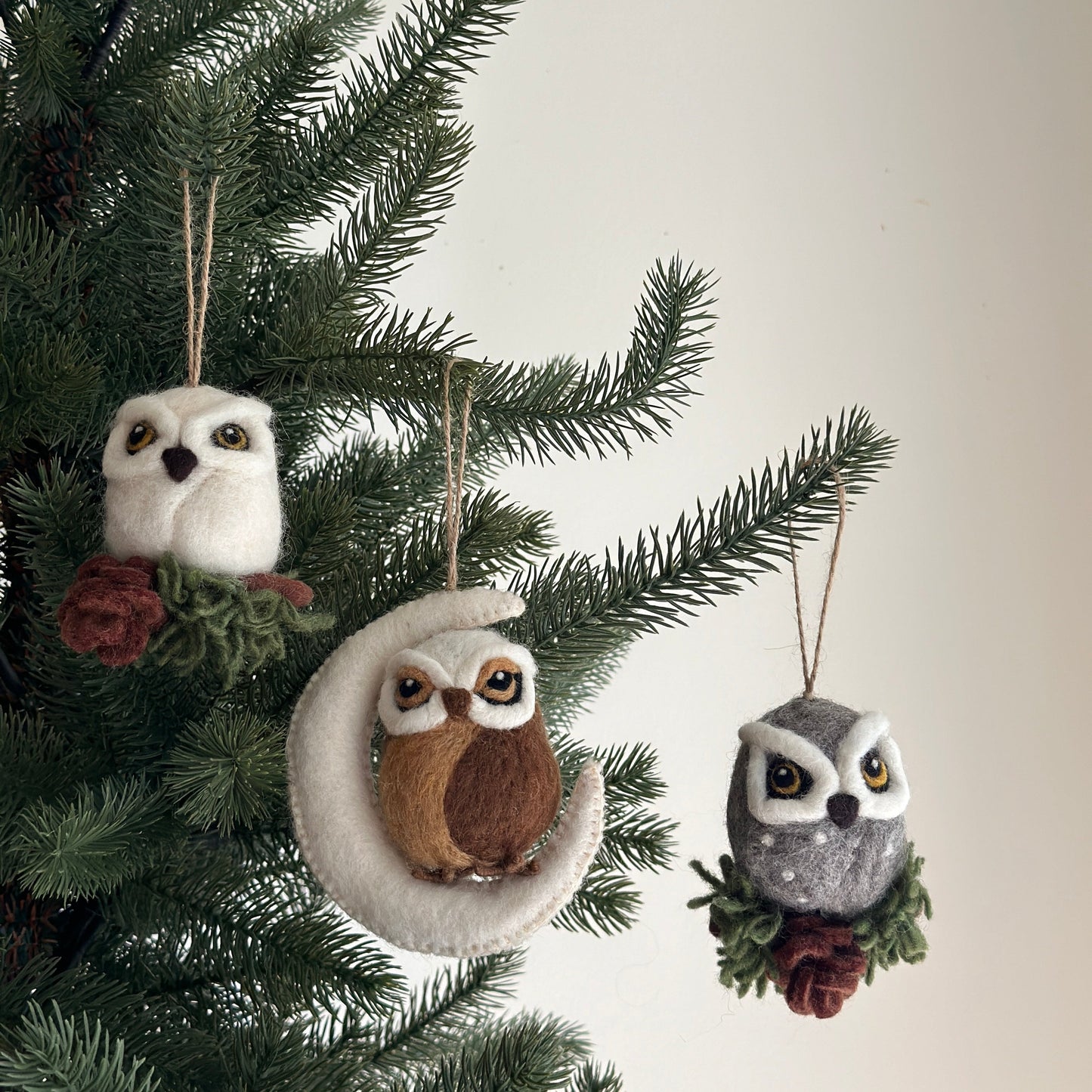 Felt Ornament - Needle Felted Owl - Chickadees Wooden Toys