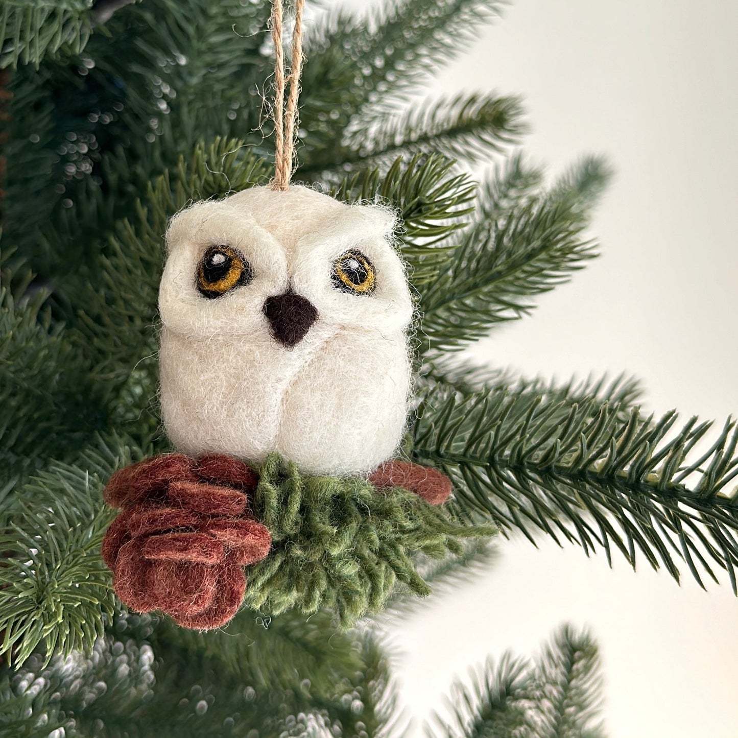 Felt Ornament - Needle Felted Owl - Chickadees Wooden Toys