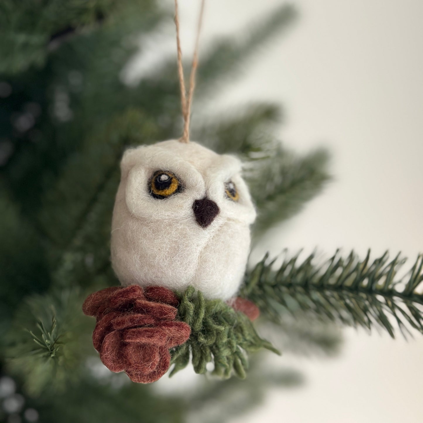 Felt Ornament - Needle Felted Owl - Chickadees Wooden Toys