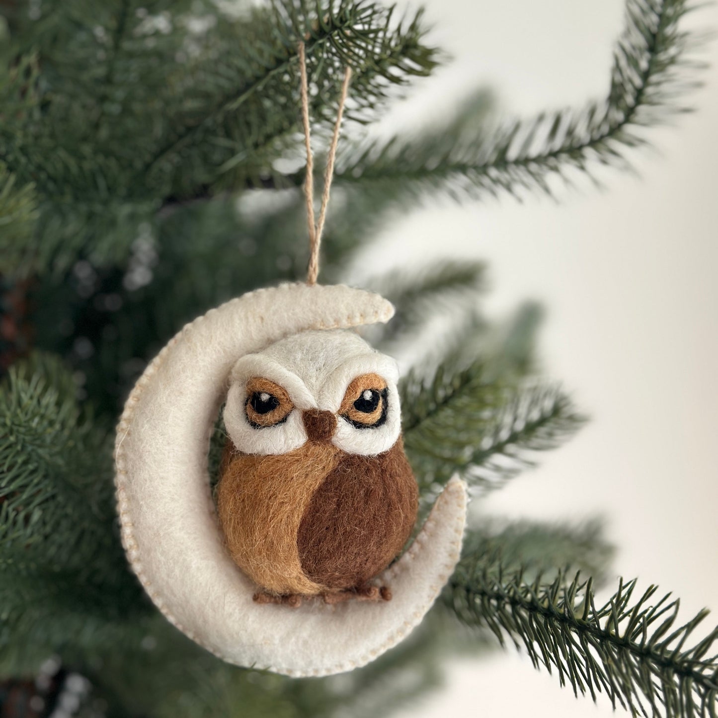 Felt Ornament - Needle Felted Owl - Chickadees Wooden Toys