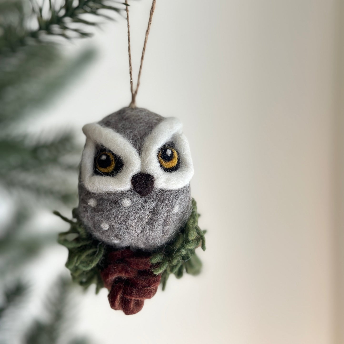 Felt Ornament - Needle Felted Owl - Chickadees Wooden Toys