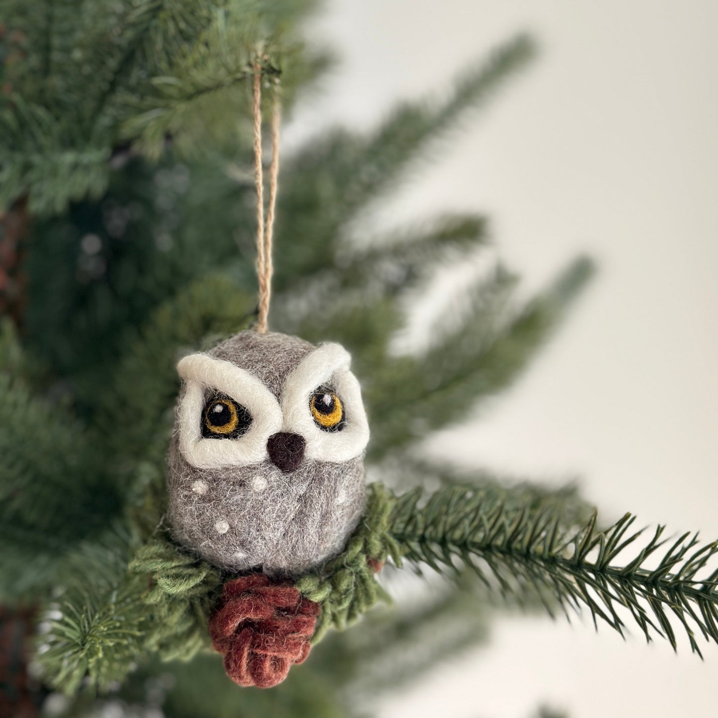 Felt Ornament - Needle Felted Owl - Chickadees Wooden Toys