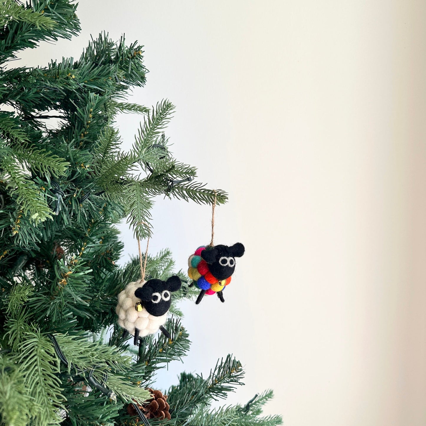 Felt Ornament - Pompom Ball Mini Sheep - Chickadees Wooden Toys