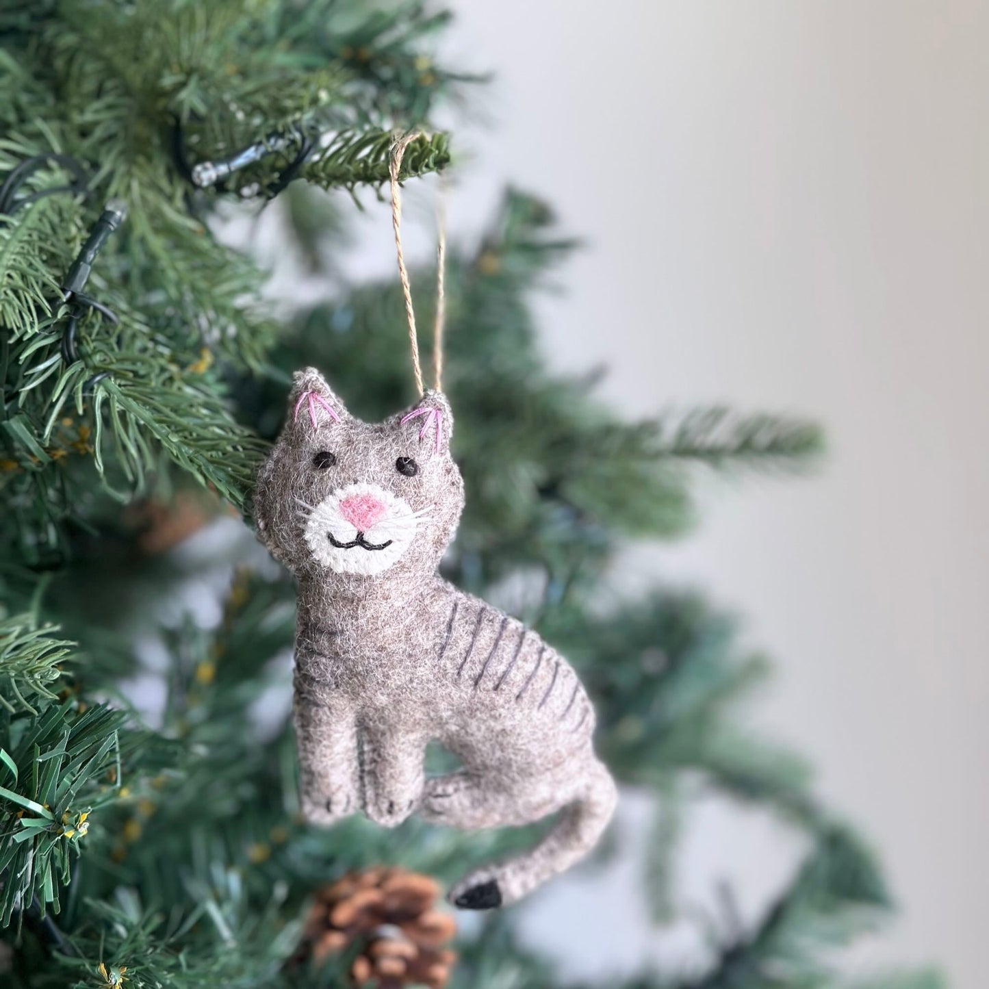 Felt Ornament - Stitched Cat - Chickadees Wooden Toys