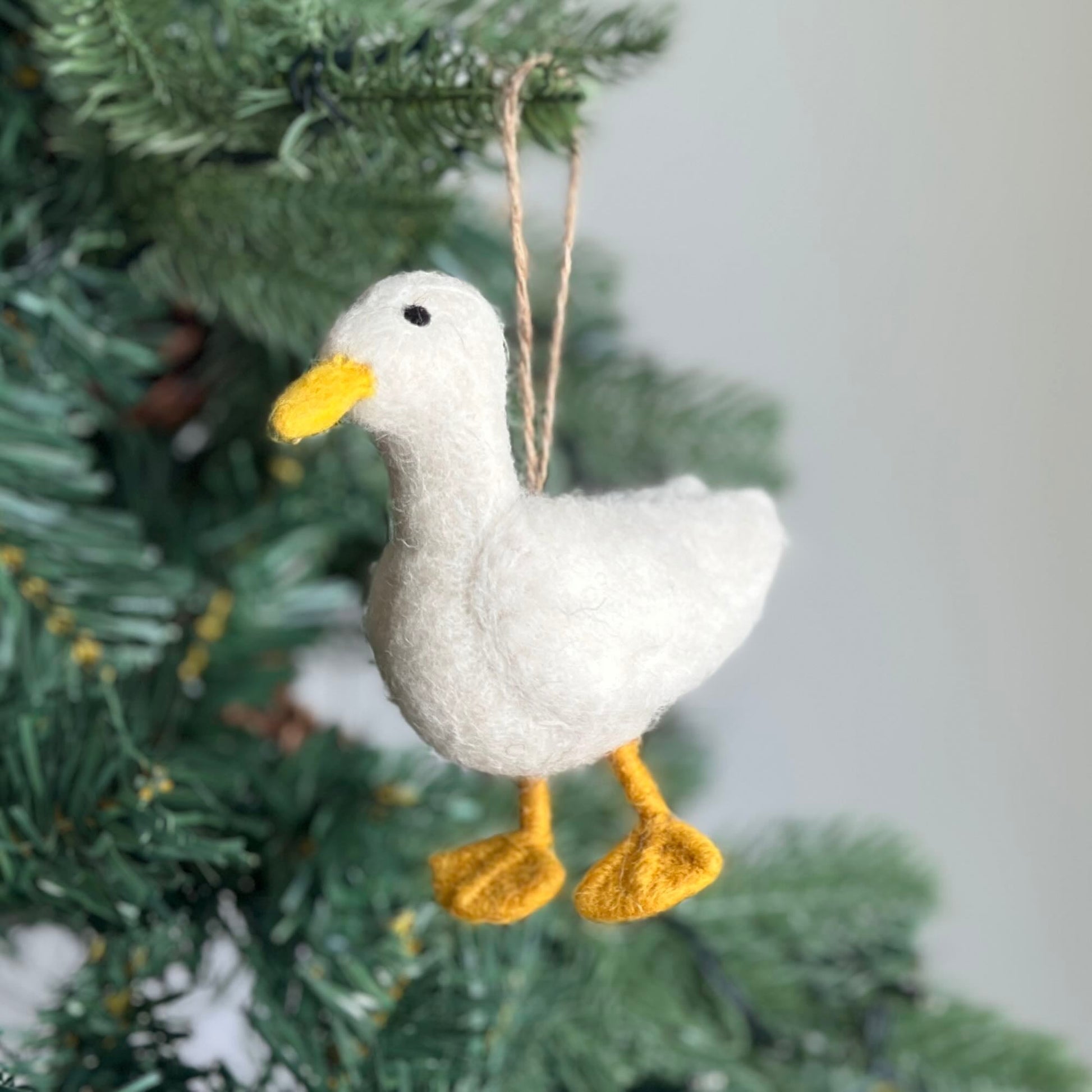 Felt Ornament - White Duck - Chickadees Wooden Toys