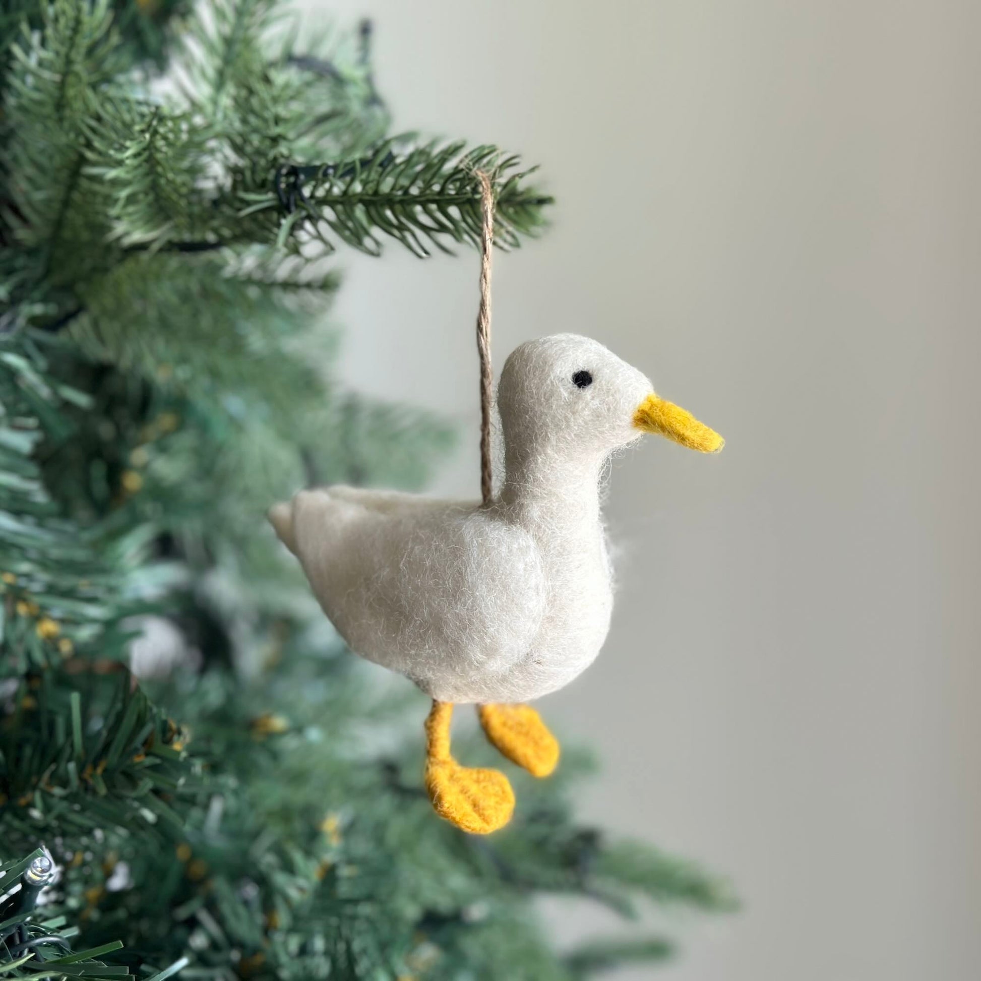 Felt Ornament - White Duck - Chickadees Wooden Toys
