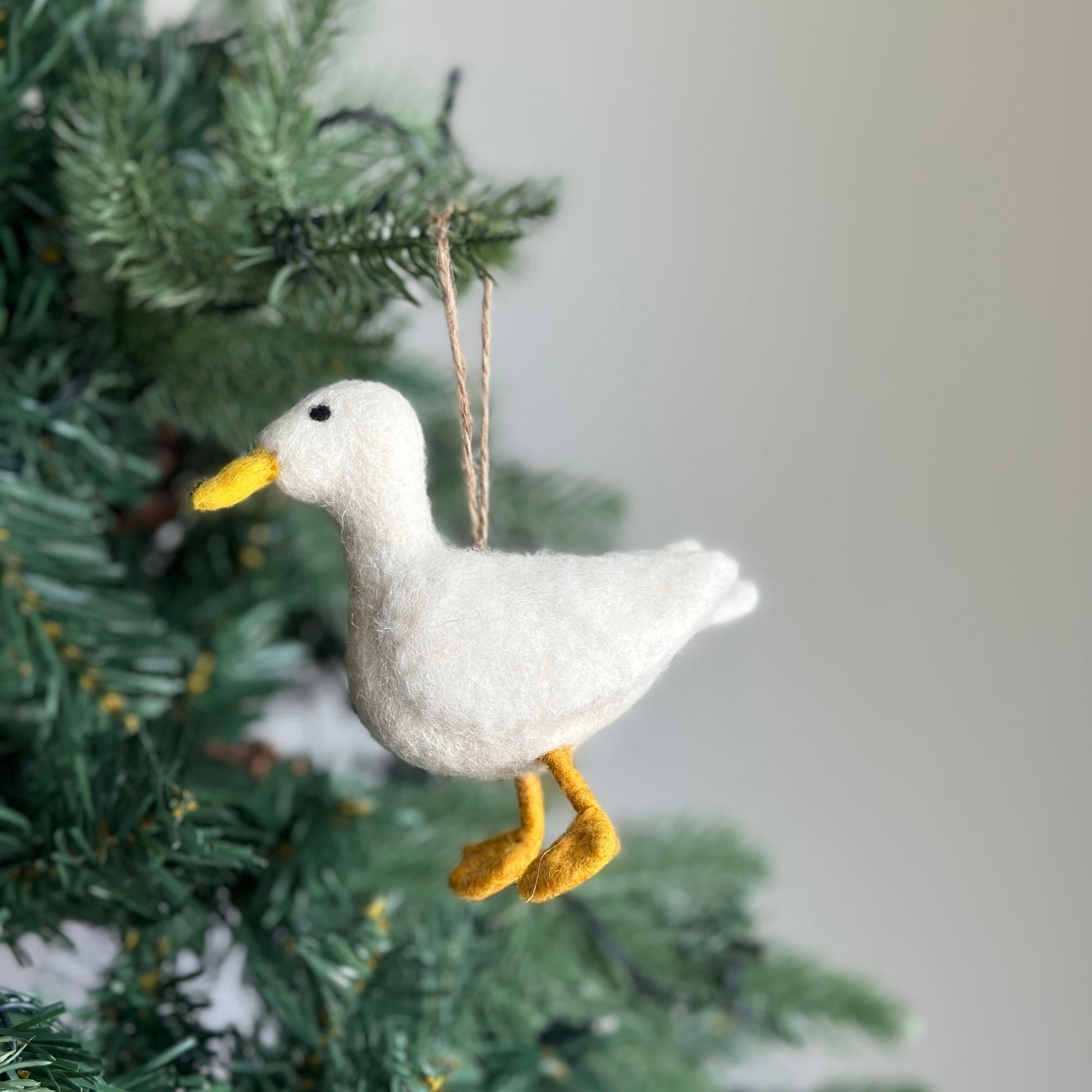 Felt Ornament - White Duck - Chickadees Wooden Toys