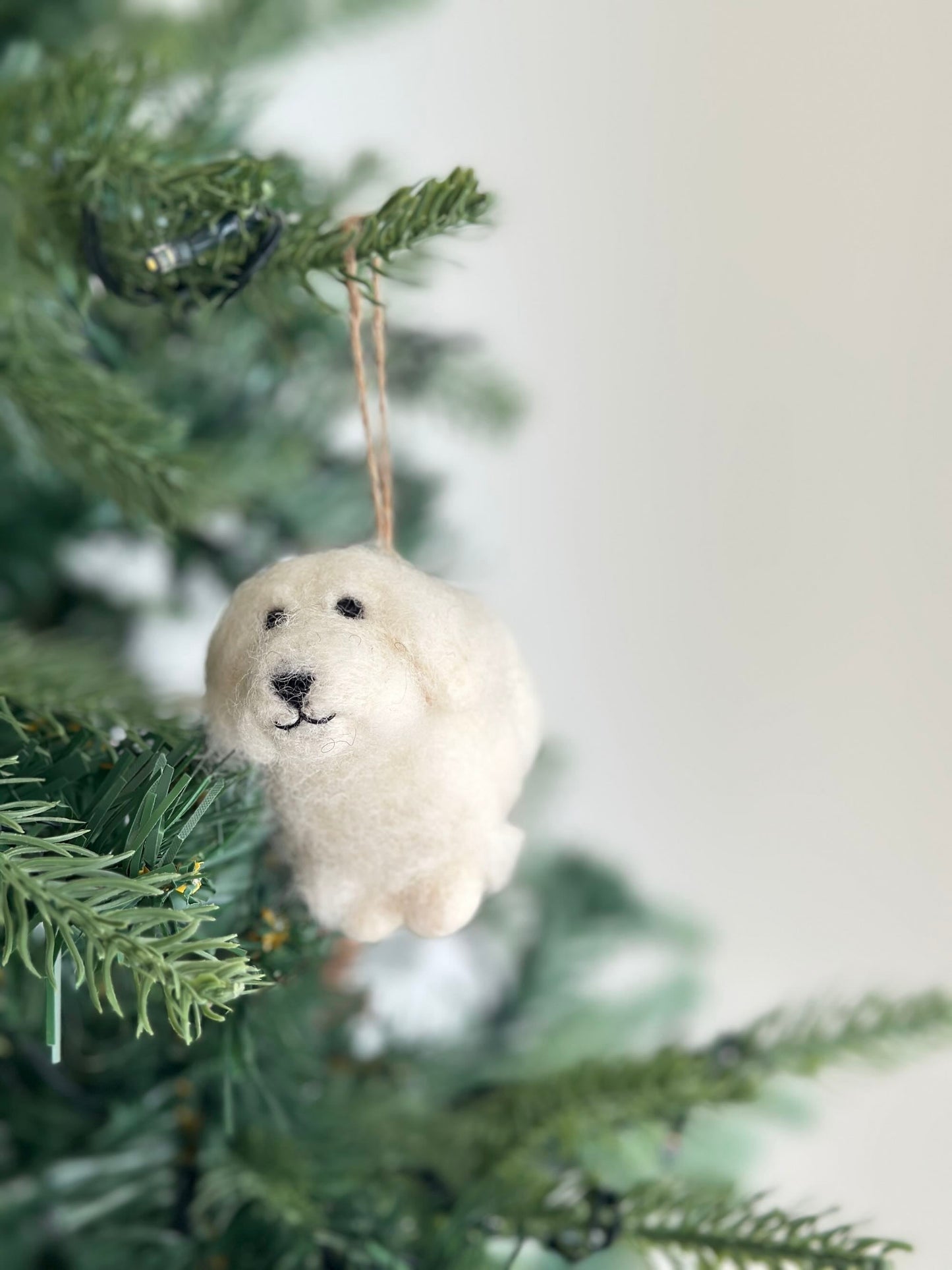 Felt Ornament - White Maltese Dog - Chickadees Wooden Toys